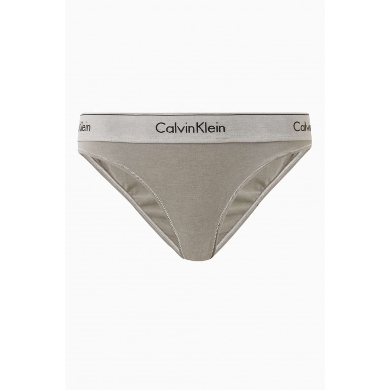 Calvin Klein - Logo Mineral-dyed Bikini Briefs in Stretch Cotton-blend Neutral