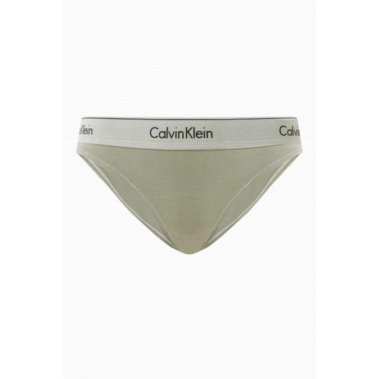 Calvin Klein - Logo Mineral-dyed Bikini Briefs in Stretch Cotton-blend Green