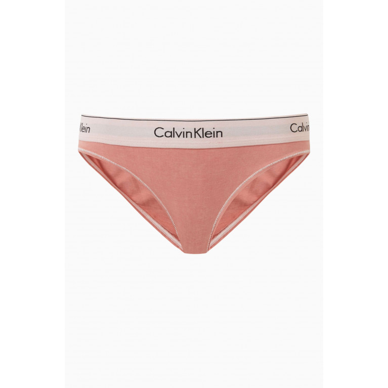 Calvin Klein - Logo Mineral-dyed Bikini Briefs in Stretch Cotton-blend Orange