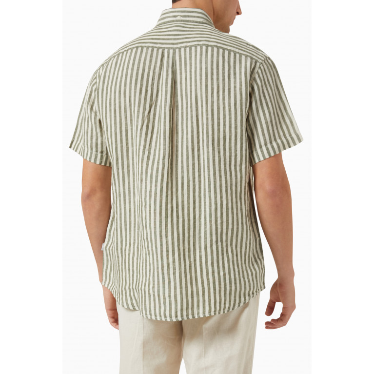 Les Deux - Kris Striped Shirt in Linen Green