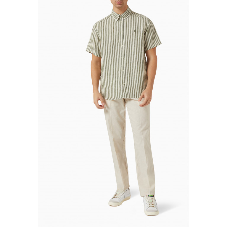 Les Deux - Kris Striped Shirt in Linen Green