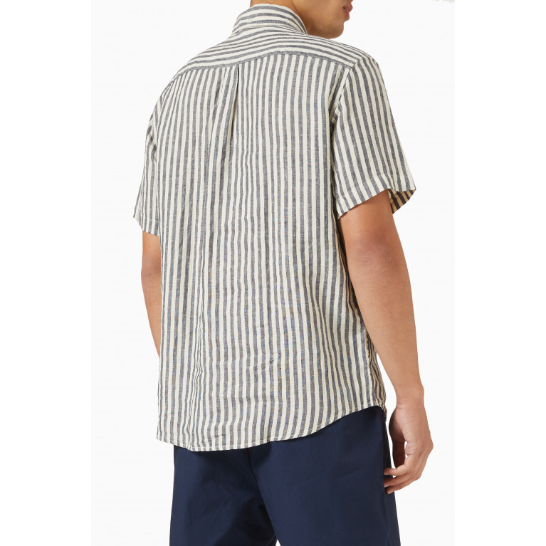 Les Deux - Kris Striped Shirt in Linen Blue