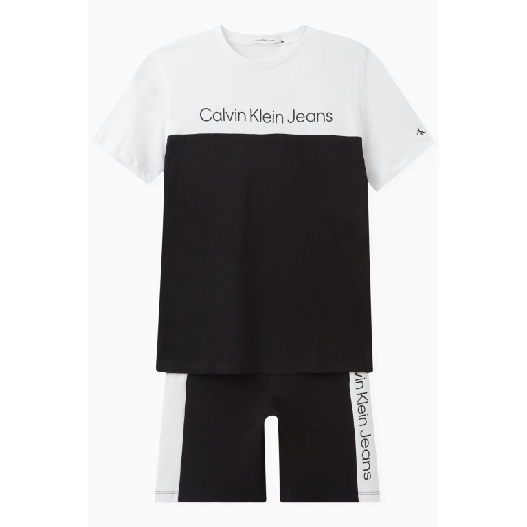 Calvin Klein - Logo Print T-shirt and Shorts Set in Cotton Black