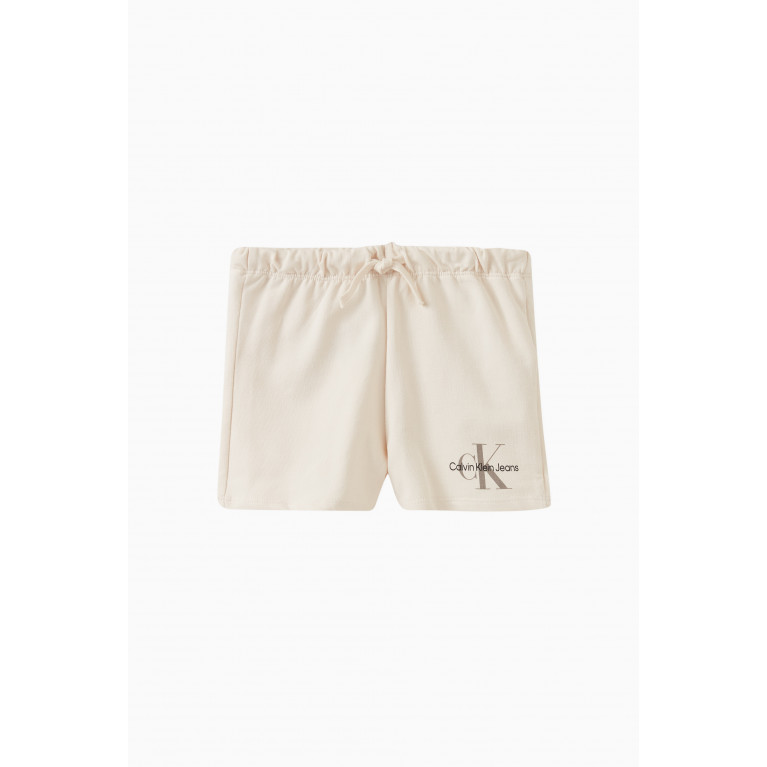 Calvin Klein - Newborn Monogram Logo Print Shorts in Cotton Stretch Grey