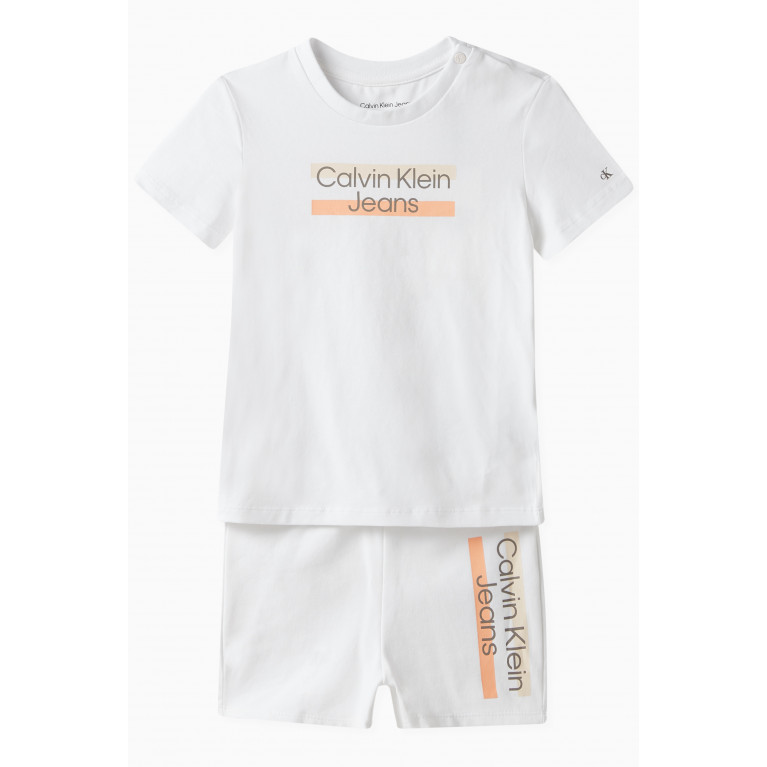 Calvin Klein - Logo T-Shirt & Shorts Set in Organic Cotton Stretch White