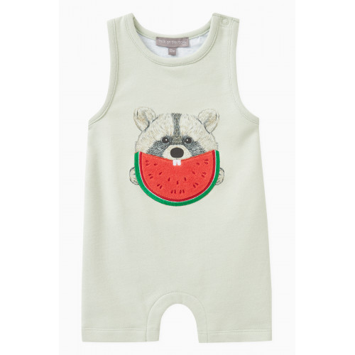 Milk on the Rocks - Racoon Pasteque Romper in Cotton
