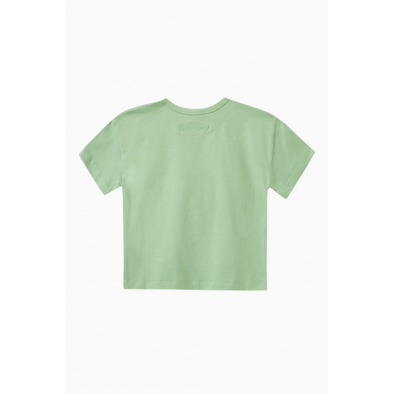 Milk on the Rocks - Panther Print T-shirt in Cotton Green