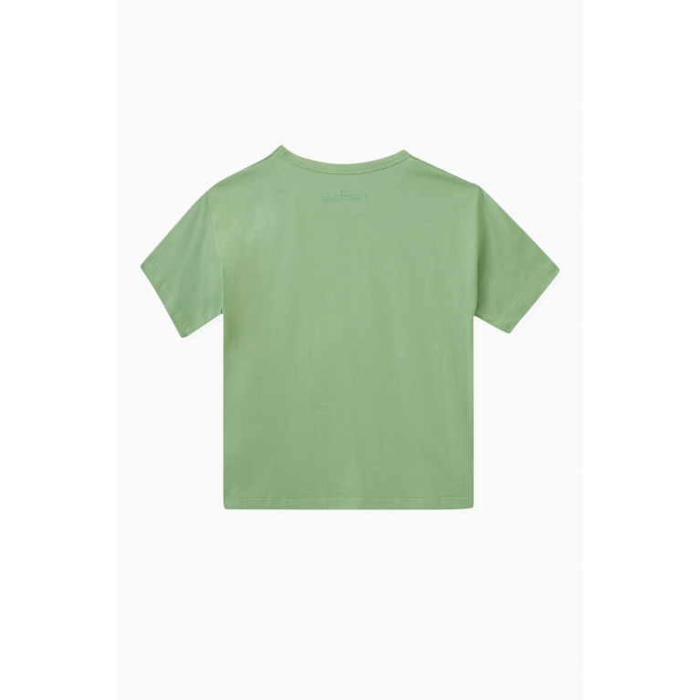 Milk on the Rocks - Jurassic Beach Print T-shirt in Cotton Green