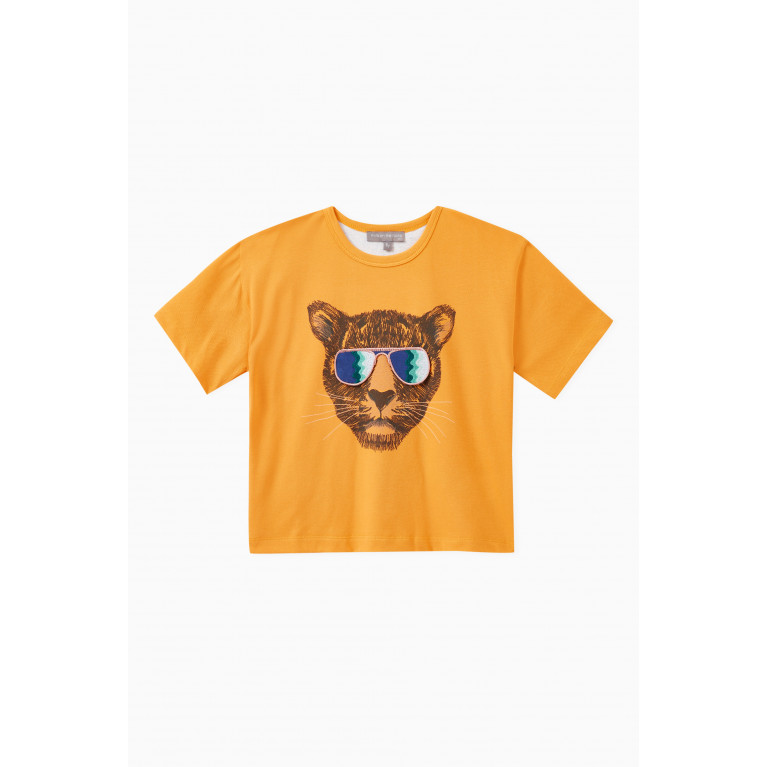 Milk on the Rocks - Panther Printed T-shirt in Cotton-blend Yellow