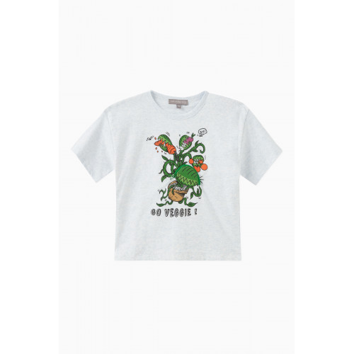 Milk on the Rocks - Veggie Printed T-shirt in Cotton Grey