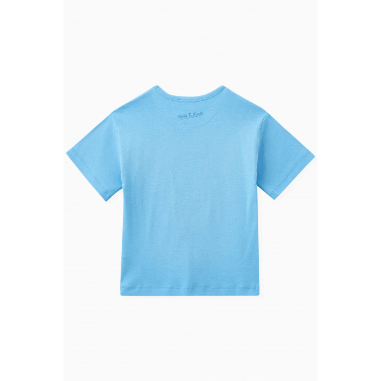 Milk on the Rocks - Graphic Printed T-shirt in Cotton Blue