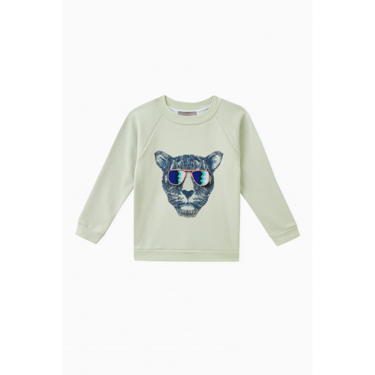 Milk on the Rocks - Panther Print Sweatshirt in Cotton