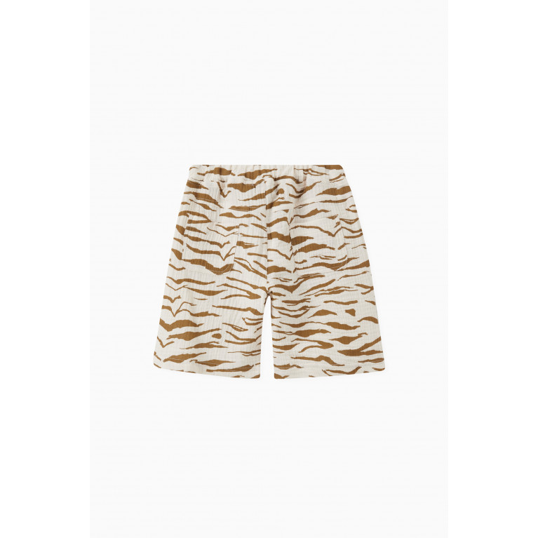 Milk on the Rocks - Tiger-print Shorts in Cotton