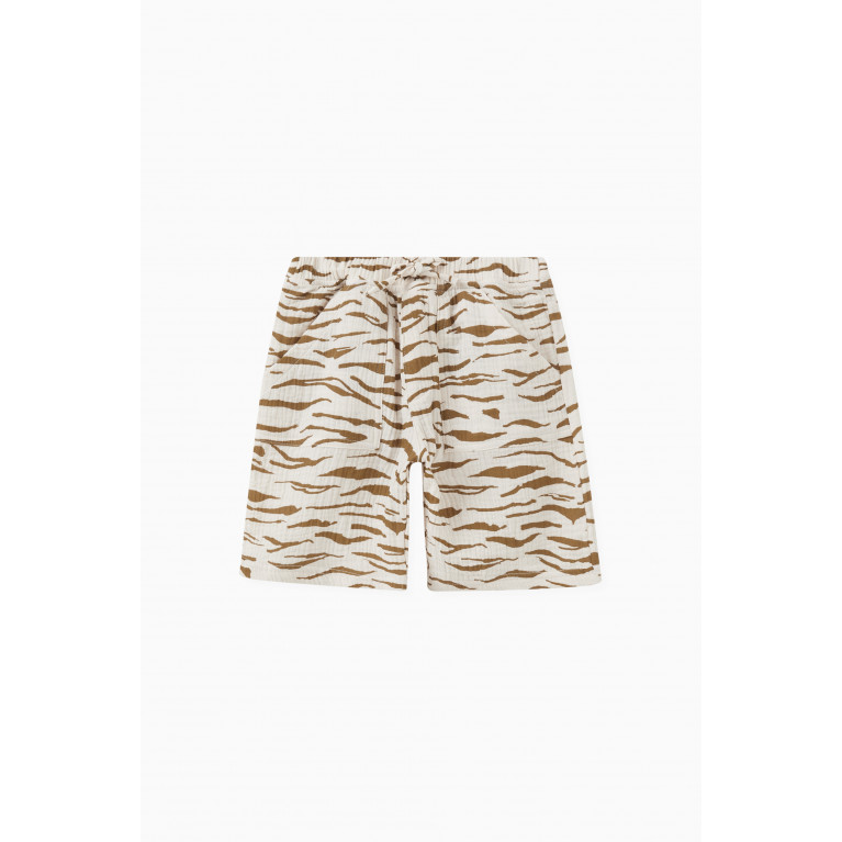Milk on the Rocks - Tiger-print Shorts in Cotton