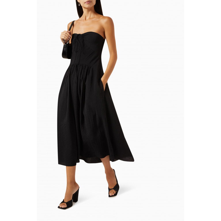 Vince - Ruched Halter Neck Midi Dress in Rayon