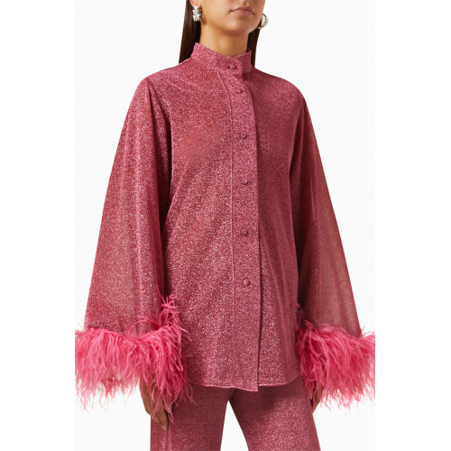 Oséree - Lumière Plumage Shirt in Lurex Pink