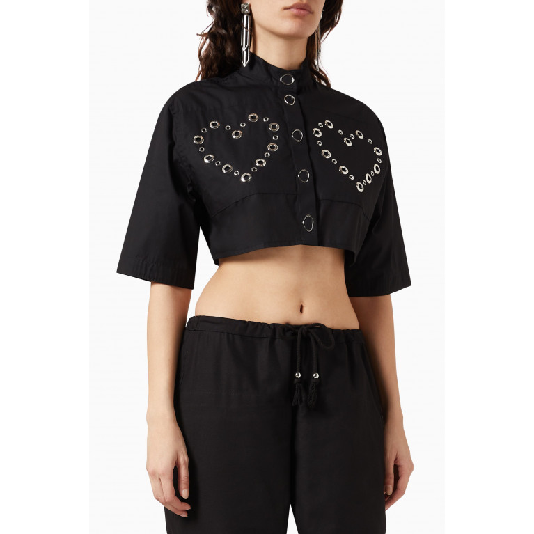 VICTORIA/TOMAS - Reversible Cropped Shirt in Cotton