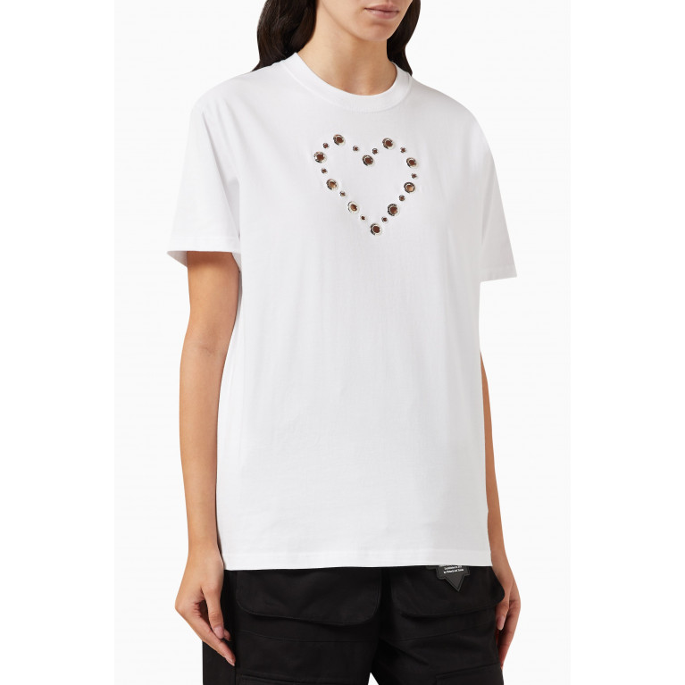 VICTORIA/TOMAS - Eyelet Heart T-shirt in Jersey White