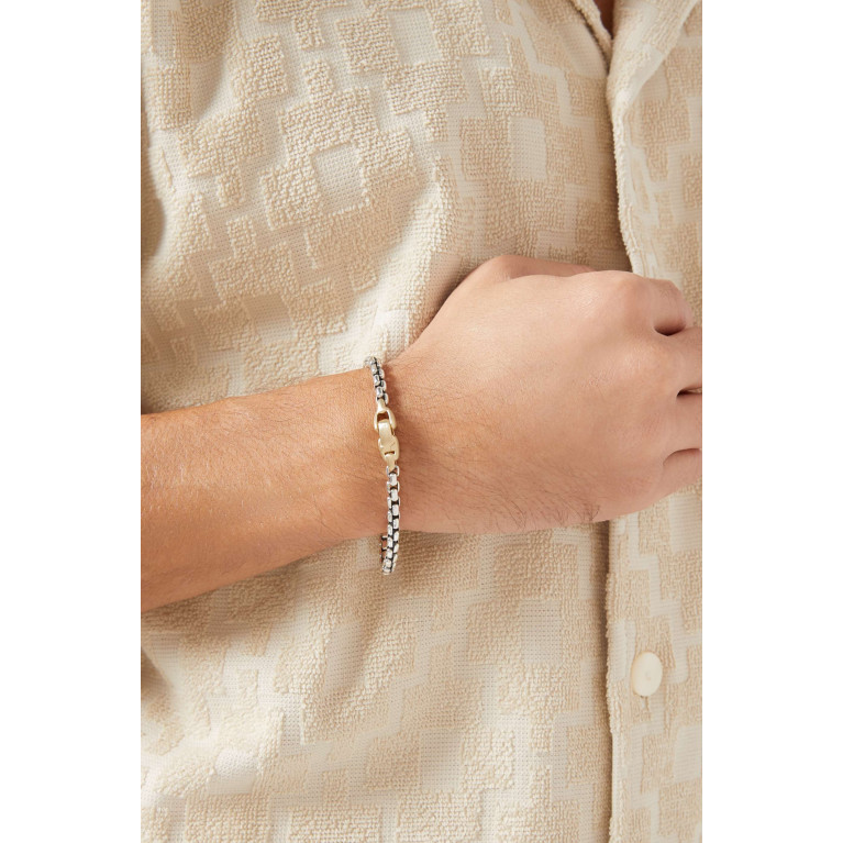 David Yurman - Box Chain Bracelet in Sterling Silver with 14kt Yellow Gold, 5mm