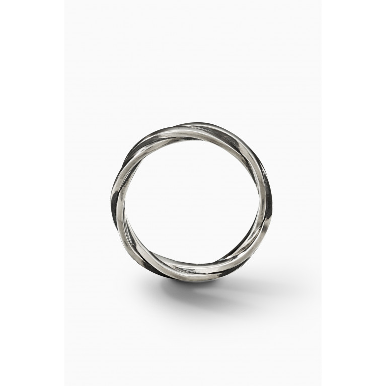 David Yurman - DY Helios™ Band Ring with Pavé Black Diamonds in Sterling Silver, 6mm