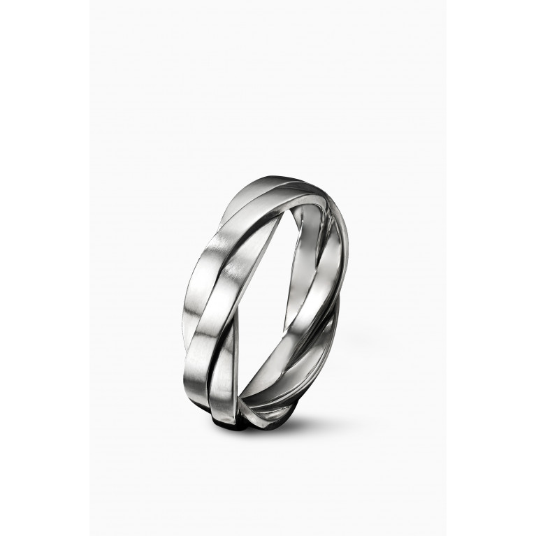 David Yurman - DY Helios™ Band Ring with Pavé Black Diamonds in Sterling Silver, 6mm