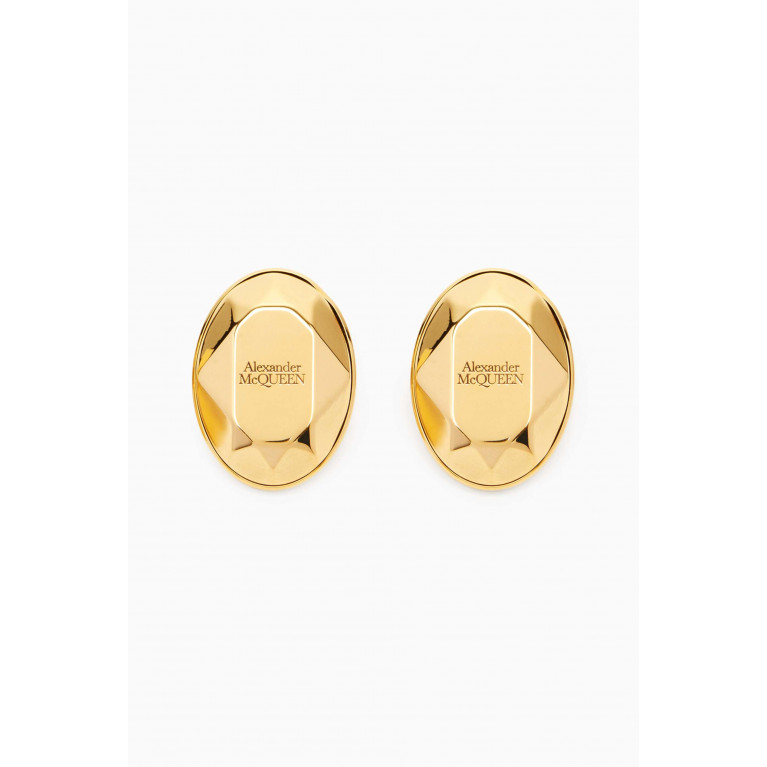 Alexander McQueen - Faceted Stone Stud Earrings in Eco-brass