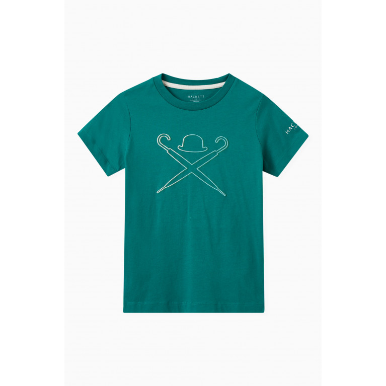Hackett London - Logo Print T-Shirt in Cotton Green