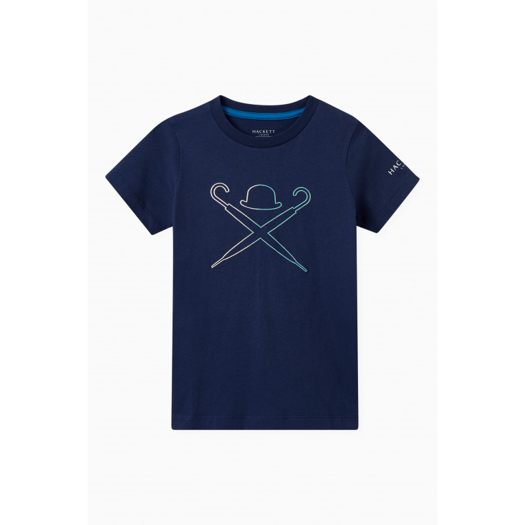 Hackett London - Logo Print T-Shirt in Cotton Blue