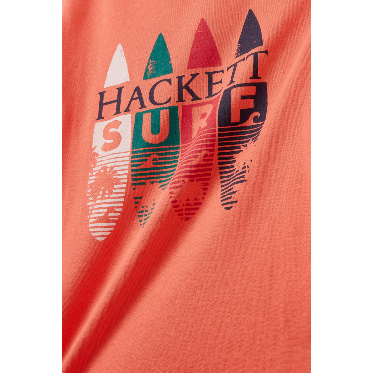 Hackett London - Surf Graphic Logo Print T-shirt in Cotton Orange