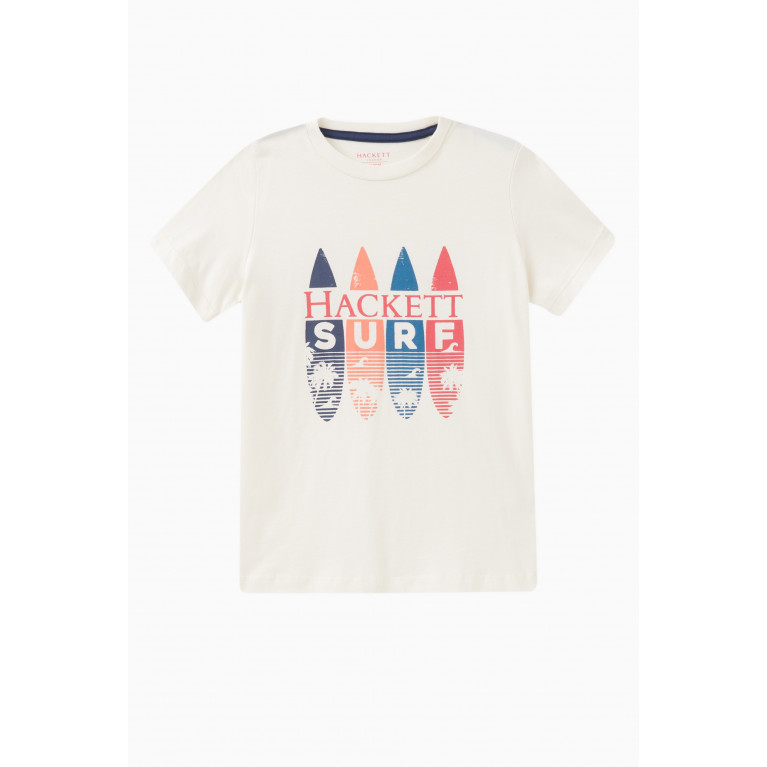 Hackett London - Surf Graphic Logo Print T-shirt in Cotton White