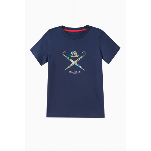 Hackett London - Graphic Logo Print T-shirt in Cotton Blue