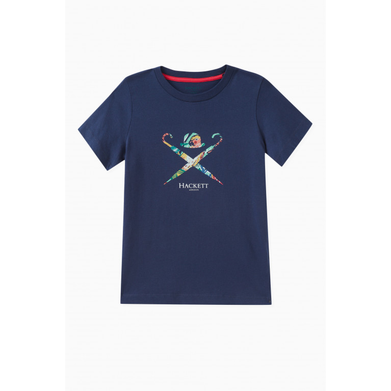 Hackett London - Graphic Logo Print T-shirt in Cotton Blue