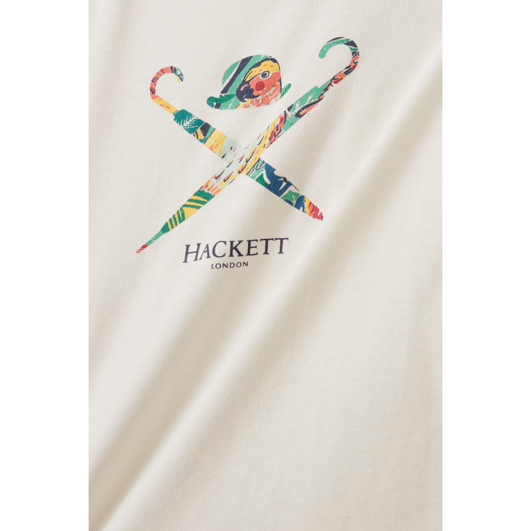 Hackett London - Graphic Logo Print T-shirt in Cotton White