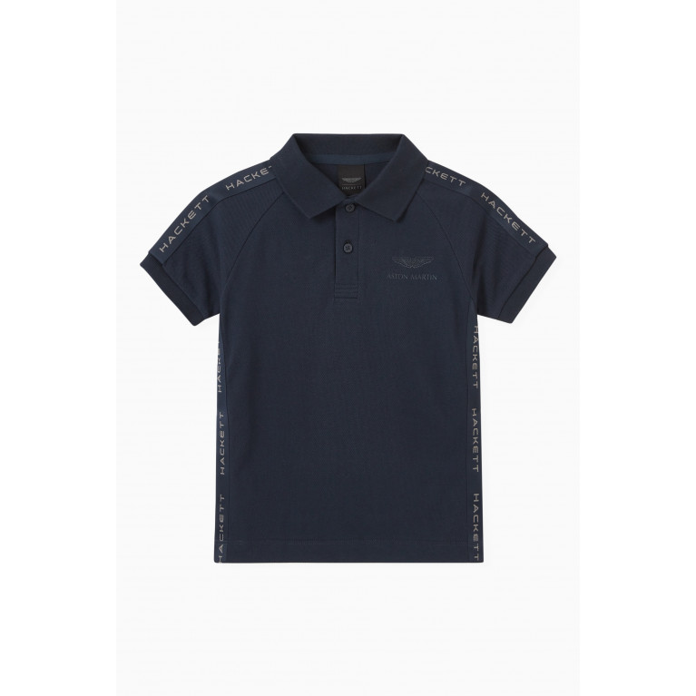 Hackett London - AMR Logo Tape Polo Shirt in Mesh Blue