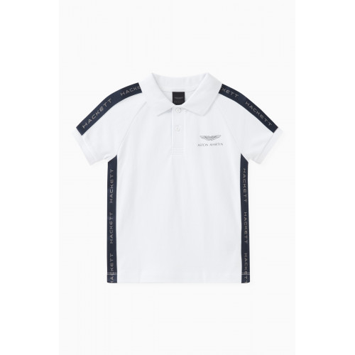 Hackett London - AMR Logo Tape Polo Shirt in Mesh White