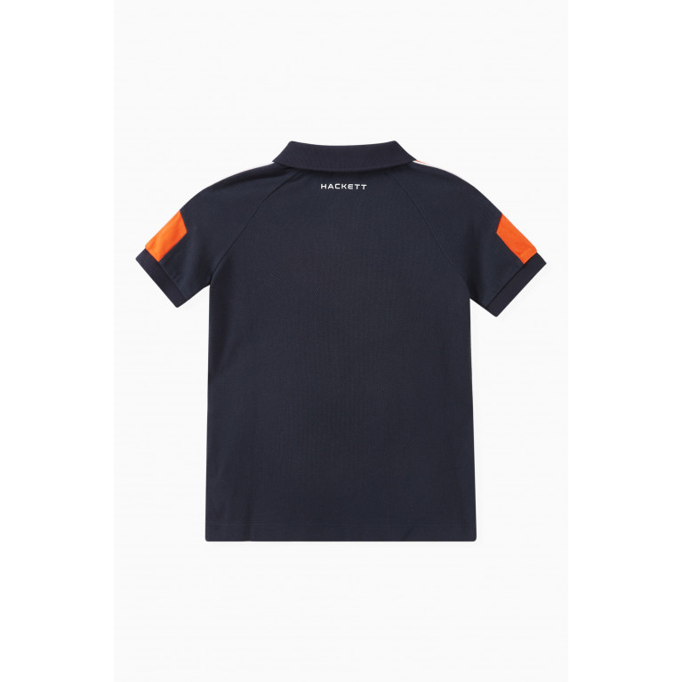 Hackett London - AMR Racing Stripe Polo Shirt in Cotton Blue
