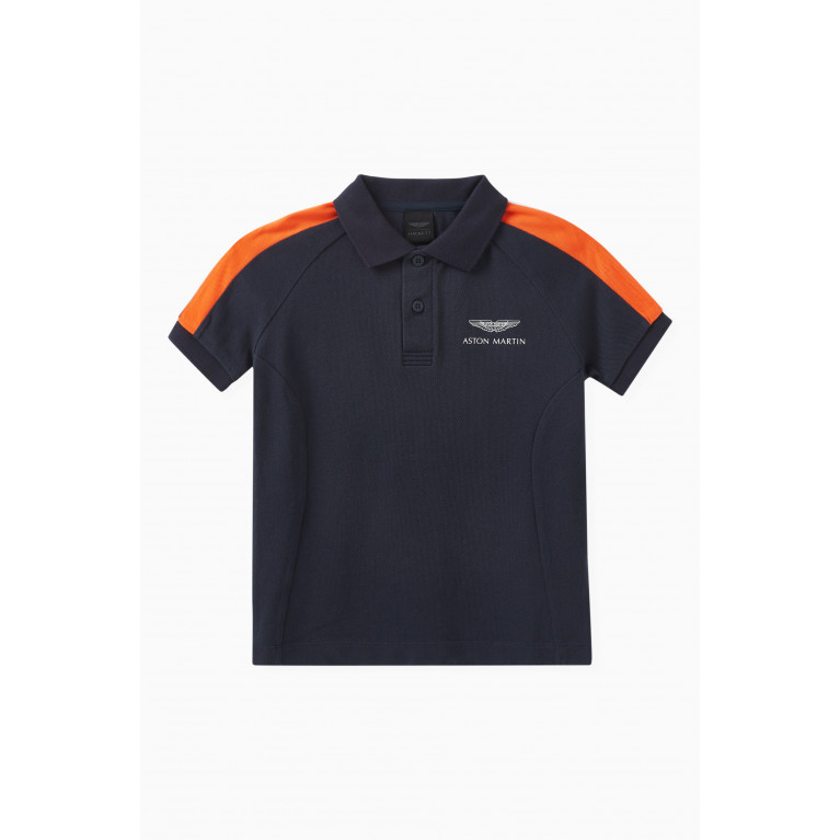 Hackett London - AMR Racing Stripe Polo Shirt in Cotton Blue