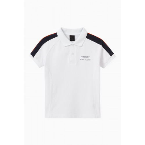 Hackett London - AMR Racing Stripe Polo Shirt in Cotton White