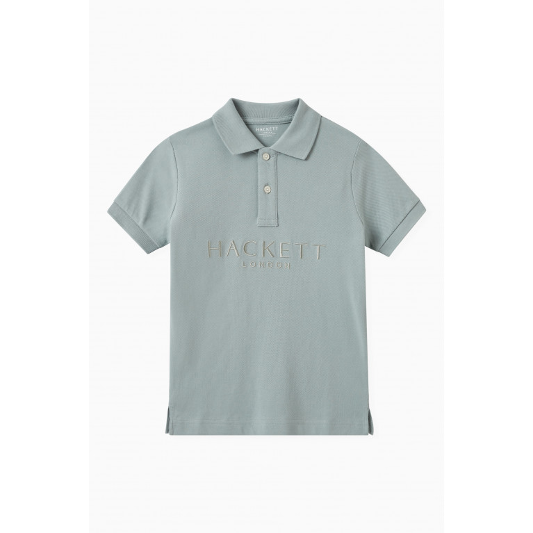 Hackett London - Logo Polo Shirt in Cotton Grey