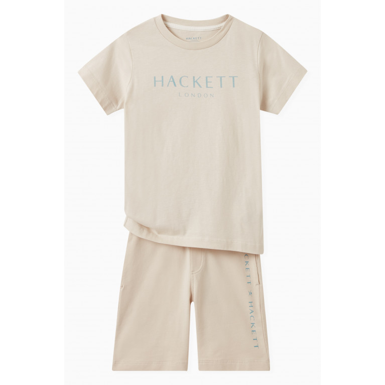 Hackett London - Logo Print Shorts in Cotton Grey