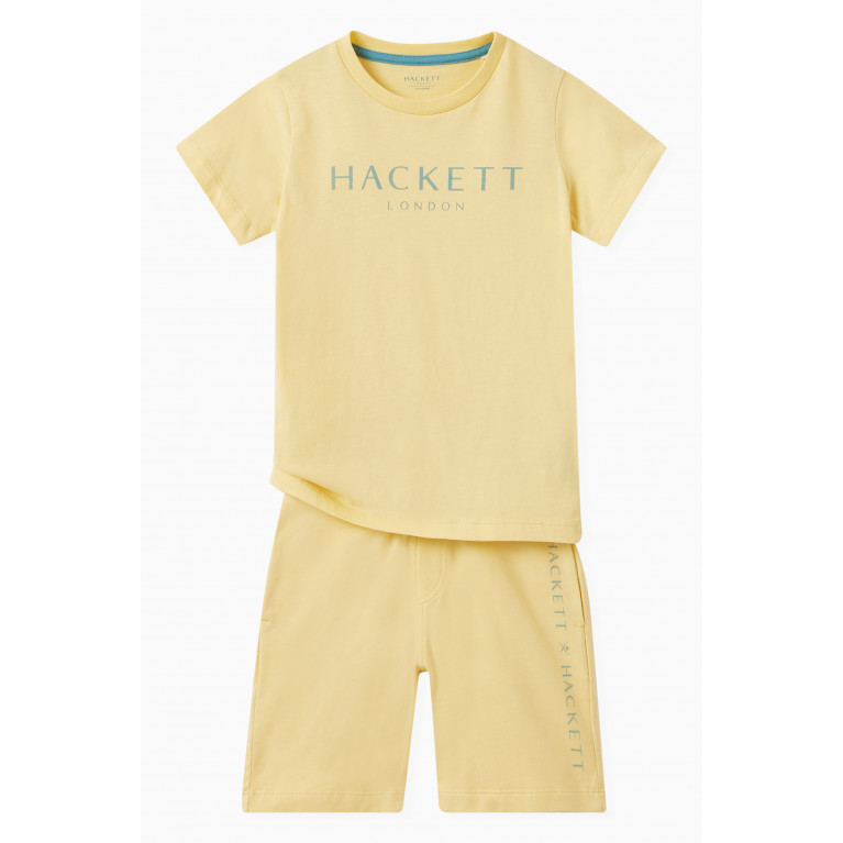 Hackett London - Logo Print Shorts in Cotton Yellow