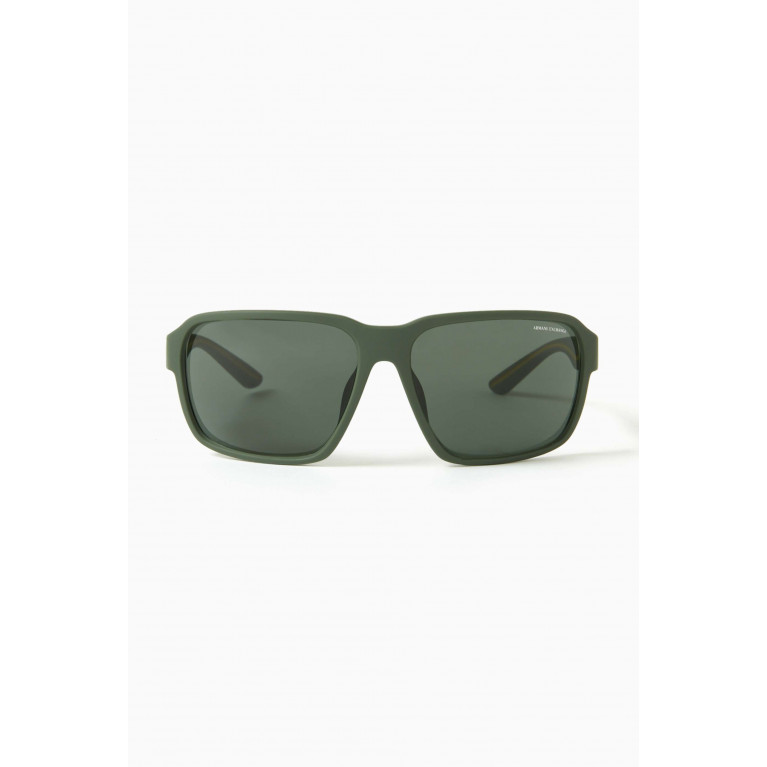 Armani Exchange - Sport Square Sunglasses Green