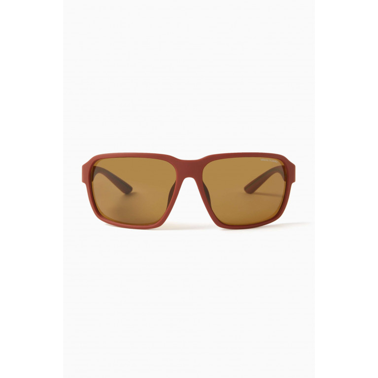 Armani Exchange - Sport Square Sunglasses Red
