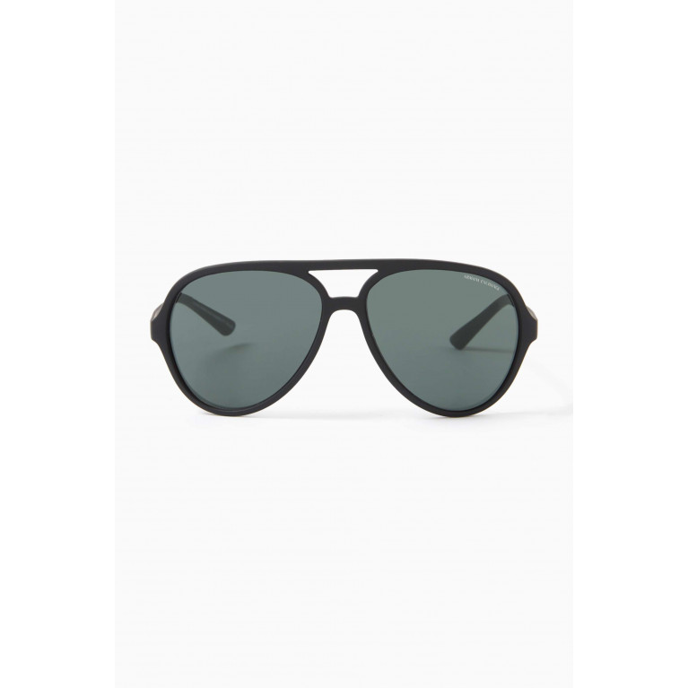 Armani Exchange - Exchange Vibes Aviator Sunglasses Black