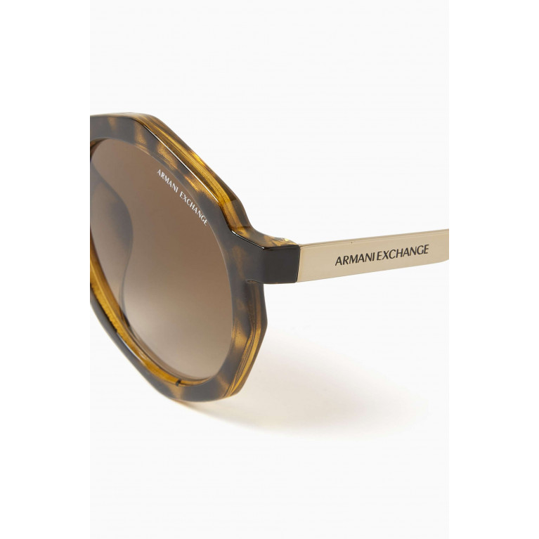 Armani Exchange - Exchange Vibes Irregular Sunglasses Brown