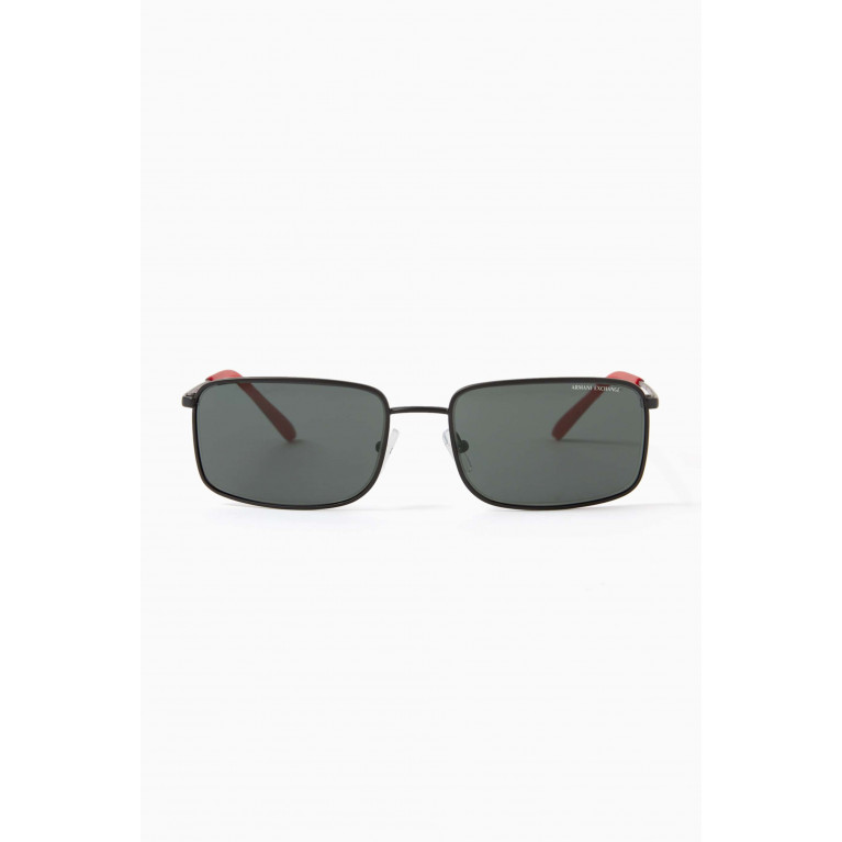 Armani Exchange - Rectangular Sunglasses in Metal Black