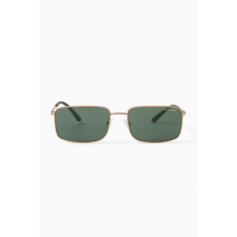 Armani Exchange - Rectangular Sunglasses in Metal Gold