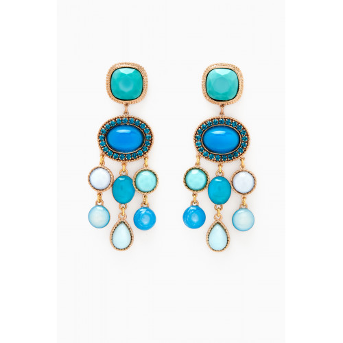 Satellite - Cabochon Crystal Earrings in 14kt Gold-plated Metal