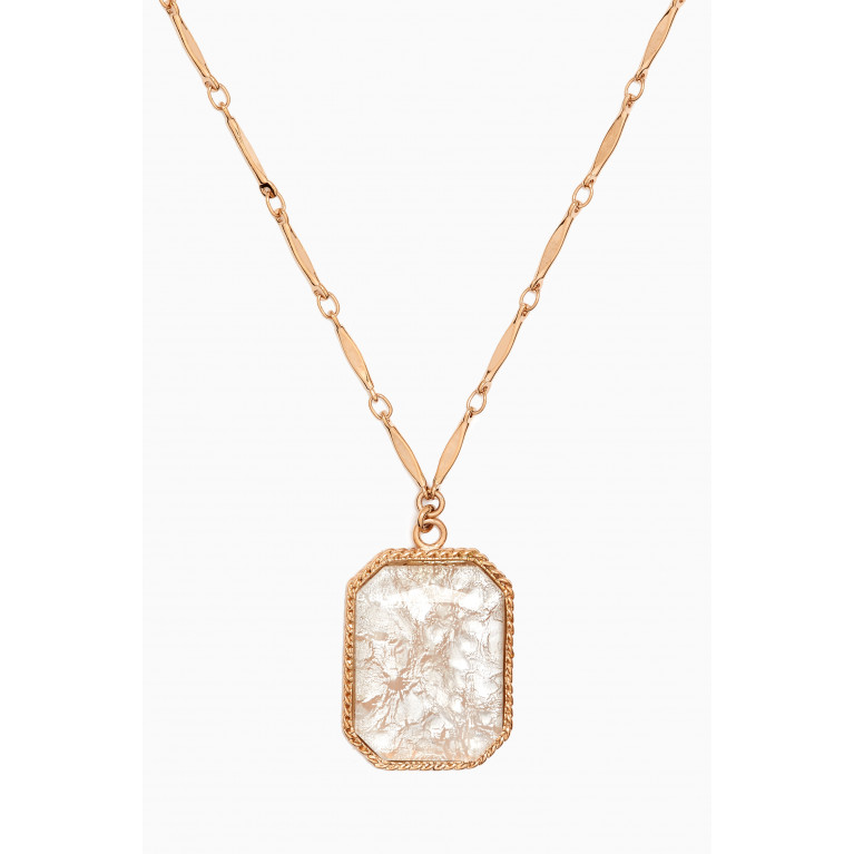 Satellite - Poetic Cabochon Pendant Necklace in 14kt Gold-plated Metal