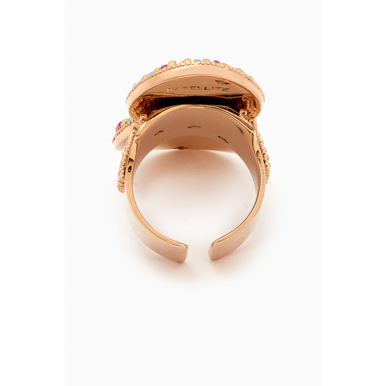 Satellite - Double Beaded Adjustable Ring in 14kt Gold-plated Metal